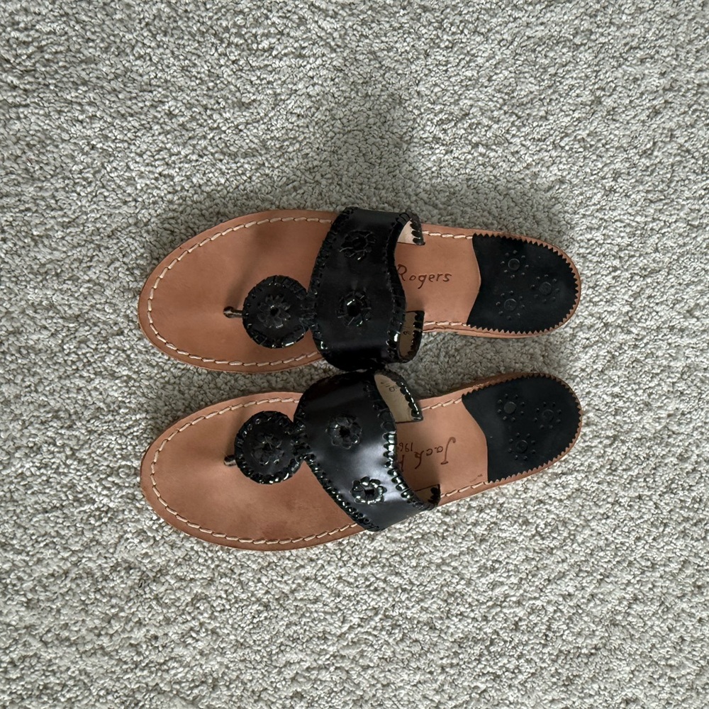 Jack Rogers Black Leather Sandals